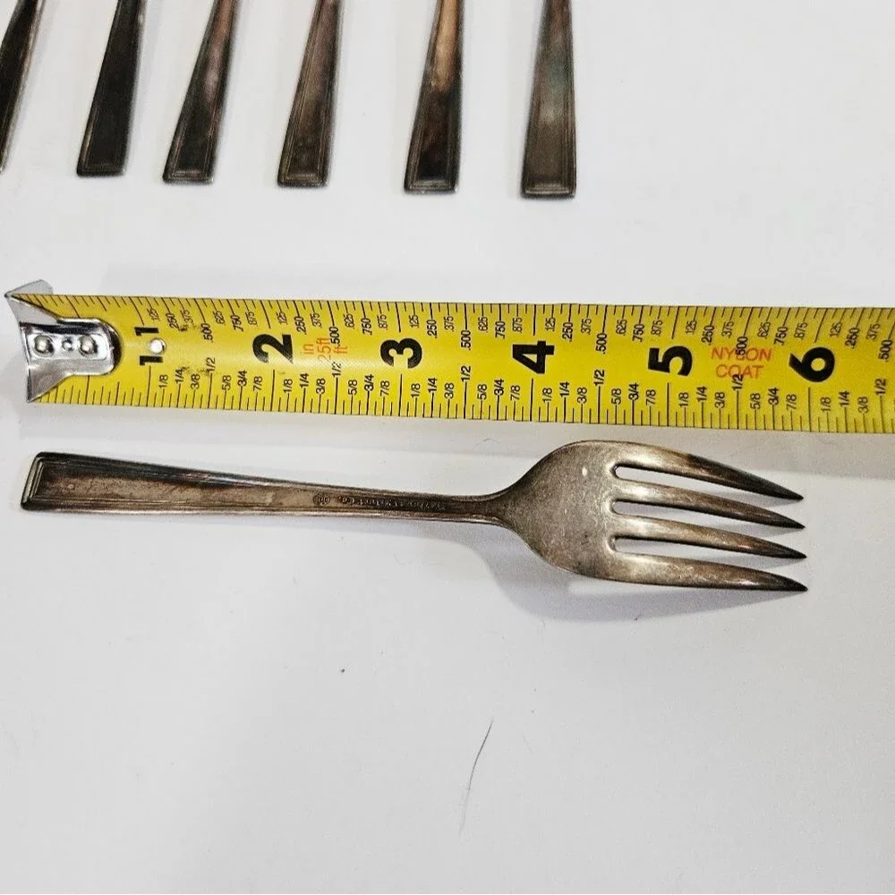 Vintage National Silver Co. Silverplate Cavalcade Pattern Salad Fork Set of 8